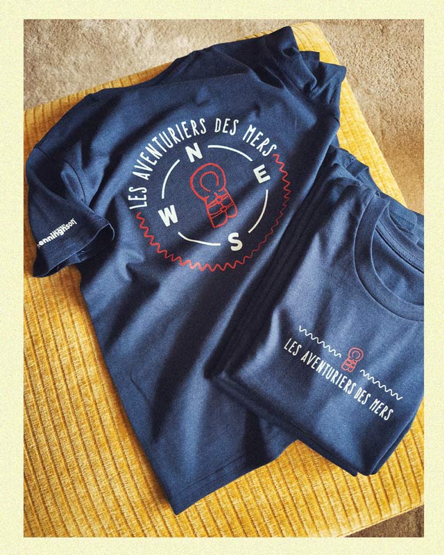 T-shirt les aventuriers de la mer pour les enfants du Club de Voile de Saint Gilles Croix de Vie et du CNHR